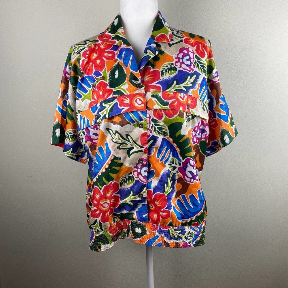 90s Vintage Floral Granny Blouse Sz 14